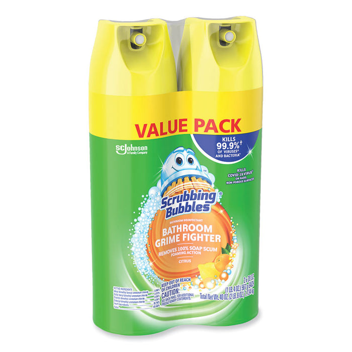 Bathroom Disinfectant Grime Fighter Aerosol, Citrus Scent, 20 oz Aerosol Spray, 2/Pack