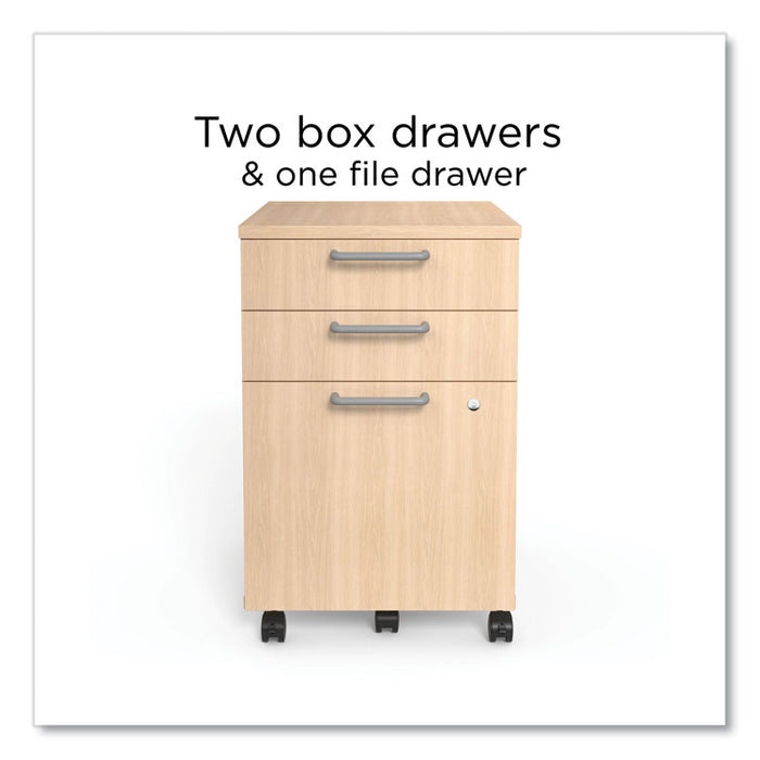 Essentials Three-Drawer Mobile Pedestal File, 2 Box/1 Legal/Letter-Size File Drawers, Natural, 15.6" x 21.3" x 24.3"