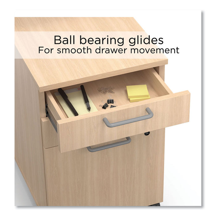 Essentials Three-Drawer Mobile Pedestal File, 2 Box/1 Legal/Letter-Size File Drawers, Natural, 15.6" x 21.3" x 24.3"