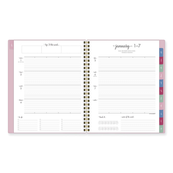 Harmony Weekly/Monthly Poly Planner, 8.81 x 7.88, Pink Cover, 13-Month: Jan 2026 to Jan 2027