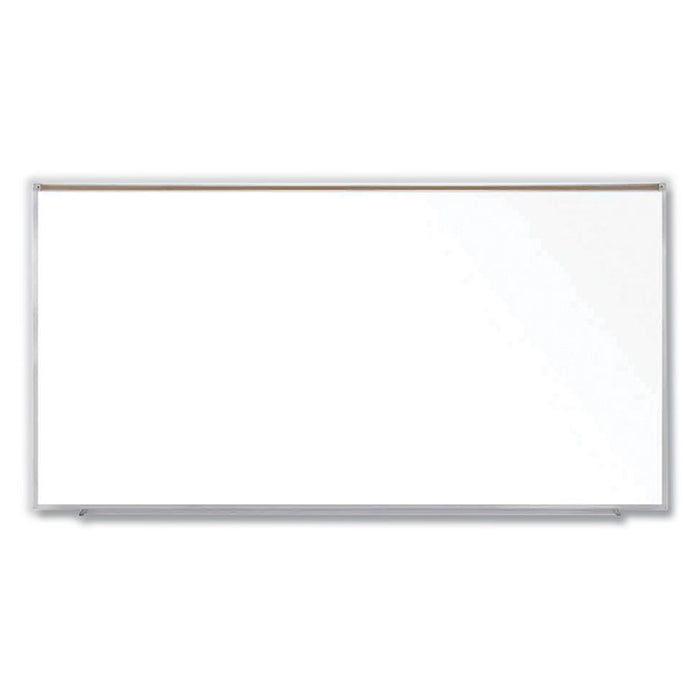 Magnetic Porcelain Whiteboard with Aluminum Frame and Maprail, 120.59" x 60.47", White Surface, Satin Aluminum Frame