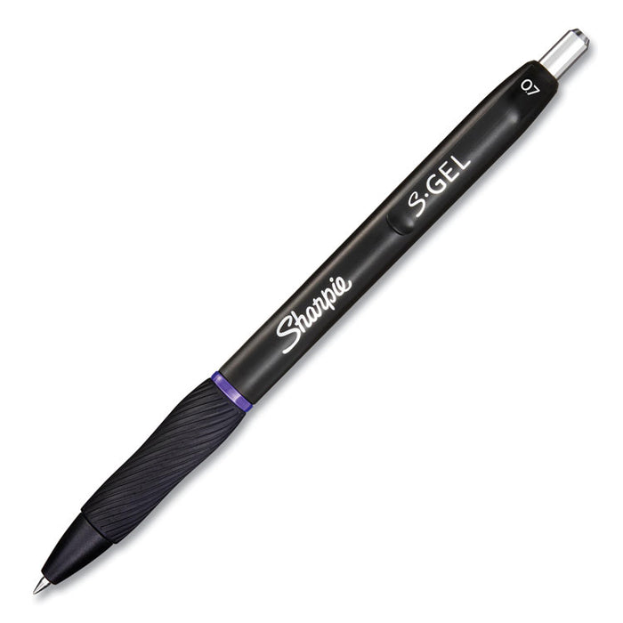 S-Gel High-Performance Gel Pen, Retractable, Medium 0.7 mm, Purple Ink, Black Barrel, Dozen