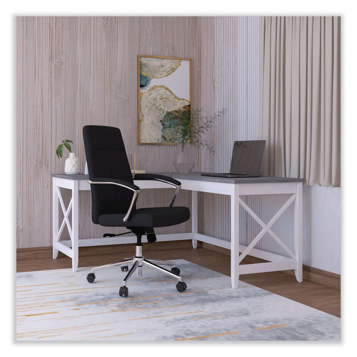 L-Shaped Farmhouse Desk, 58.27" x 58.27" x 29.53", Gray/White
