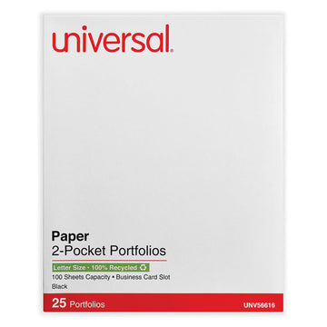 Two-Pocket Portfolios with Textured Covers, Accommodates 11 x 8.5 Sheets, Black, 25/Box