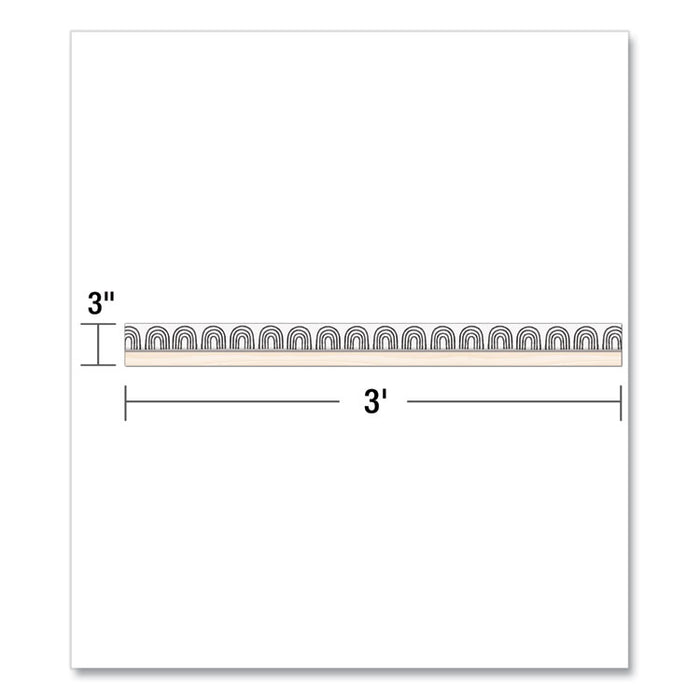 Straight Borders, Rainbows, 3" x 3 ft, Black/White/Cream, 12/Pack