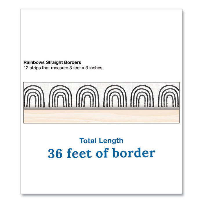 Straight Borders, Rainbows, 3" x 3 ft, Black/White/Cream, 12/Pack