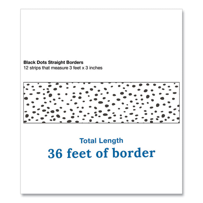Straight Borders, Dotted, 3" x 3 ft, Black/White, 12/Pack