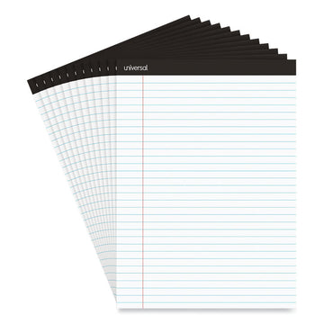 Premium Ruled Writing Pads with Heavy-Duty Back, Black Headband, Wide/Legal Rule, (50) White 8.5 x 11 Sheets, 12/Pack