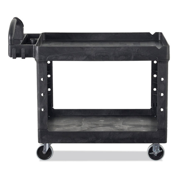 BRUTE Heavy-Duty Utility Cart with Lipped Shelves, Plastic, 2 Shelves, 500 lb Capacity, 17.13" x 38.5" x 38.88", Black