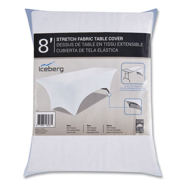 iGear Fabric Table Cover, Polyester/Spandex, 30" x 96", White