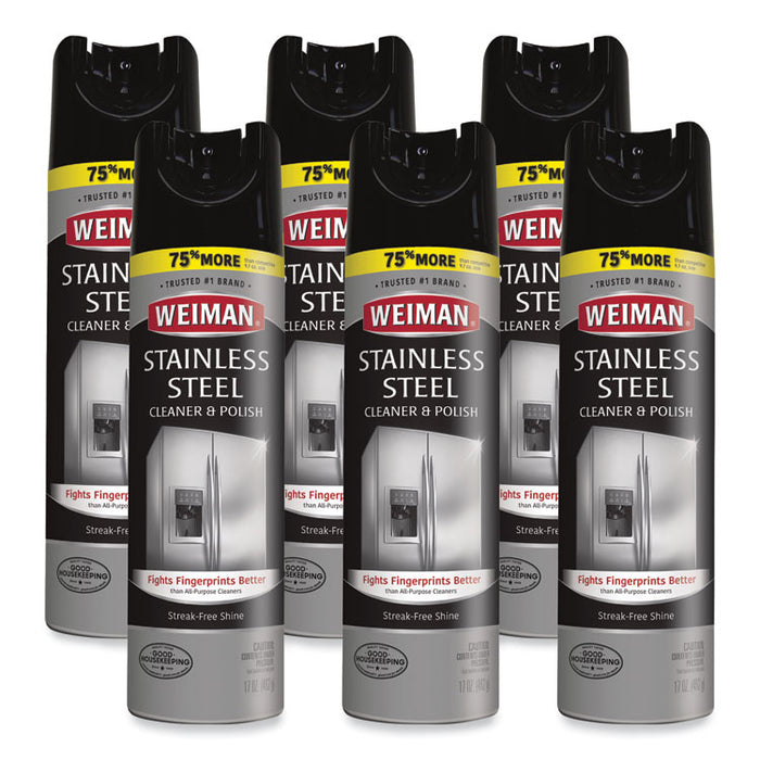 Stainless Steel Cleaner and Polish, 17 oz Aerosol Spray, 6/Carton