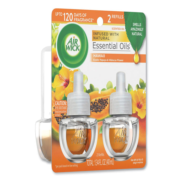 Scented Oil Twin Refill, Hawaii Exotic Papaya and Hibiscus Flower, 0.67 oz, 2/Pack, 6 Packs/Carton
