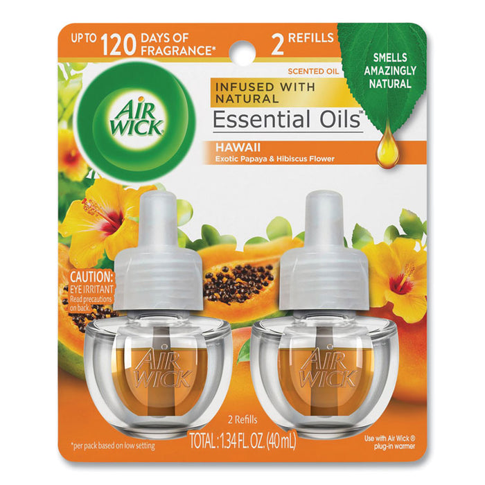 Scented Oil Twin Refill, Hawaii Exotic Papaya and Hibiscus Flower, 0.67 oz, 2/Pack, 6 Packs/Carton