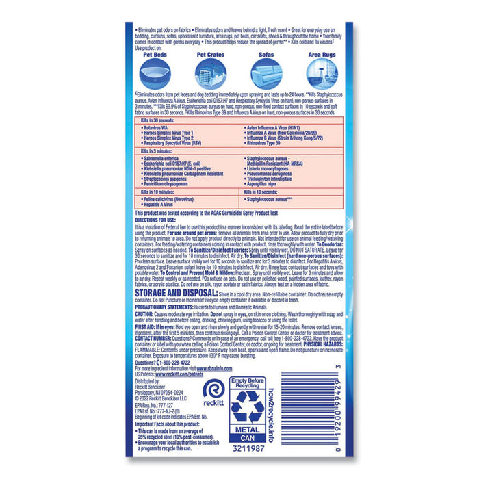 Disinfectant Spray II Pet Odor Eliminator, Fresh Scent, 15 oz Aerosol Spray, 12/Carton