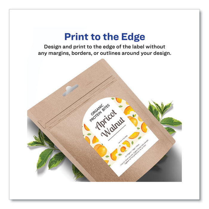 Textured Arched Print-to-the-Edge Labels, Laser Printers, 3 x 2.25, White, 9/Sheet, 10 Sheets/Pack