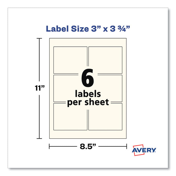 Rectangle Labels, Inkjet/Laser Printers, 3 x 3.75, Pearl Ivory, 6/Sheet, 8 Sheets/Box