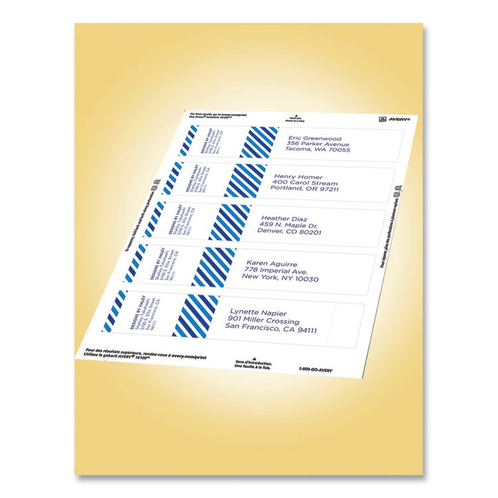 Rectangle Labels, Inkjet/Laser Printers, 7.85 x 1.75, Textured White, 5/Sheet, 10 Sheets/Pack