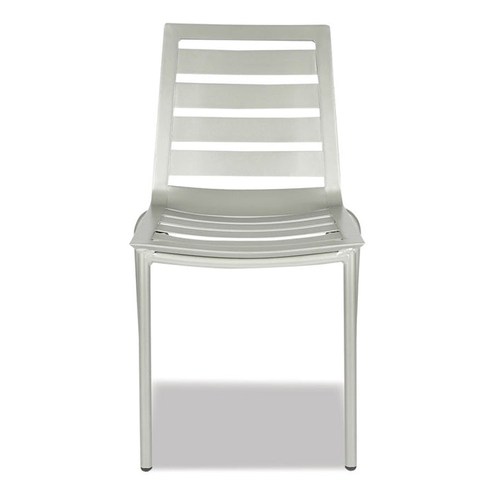 Zarco Series Side Chair, Outdoor-Seating, Supports Up to 300 lb, 18" Seat Height, Silver Seat, Silver Back, Silver Base