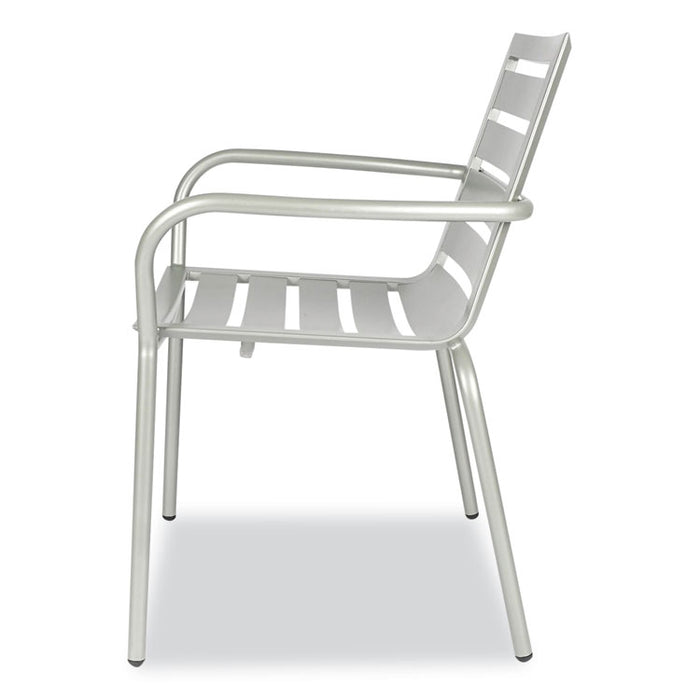 Zarco Series Armchair, Outdoor-Seating, Supports Up to 300 lb, 18" Seat Height, Silver Seat, Silver Back, Silver Base
