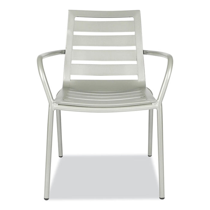 Zarco Series Armchair, Outdoor-Seating, Supports Up to 300 lb, 18" Seat Height, Silver Seat, Silver Back, Silver Base