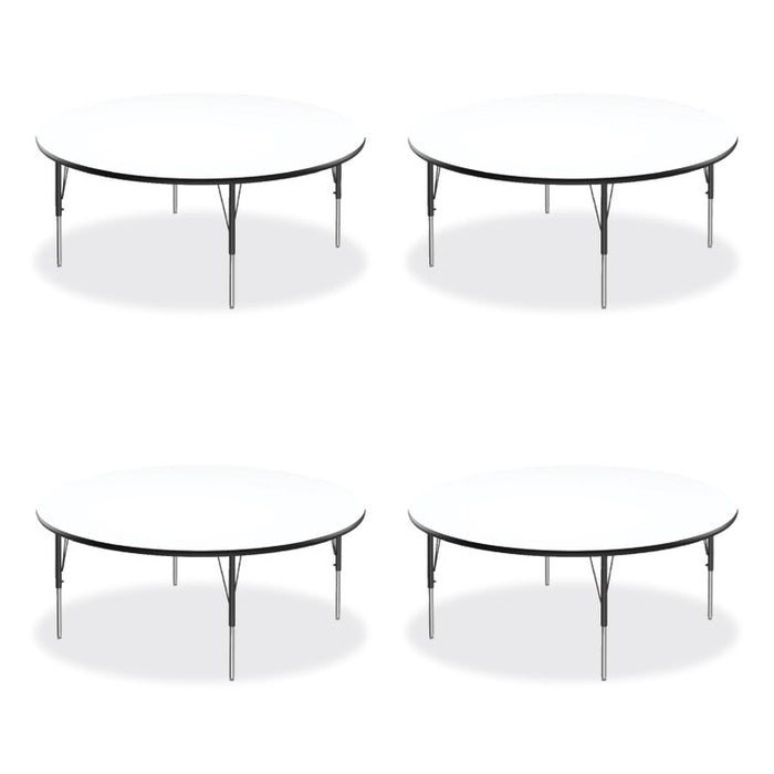 Markerboard Activity Tables, Round, 60" x 19" to 29", White Top, Black/Silver Legs, 4/Pallet