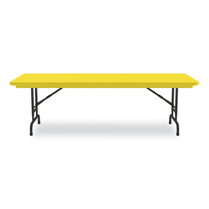 Adjustable Folding Tables, Rectangular, 60" x 30" x 22" to 32", Yellow Top, Black Legs, 4/Pallet