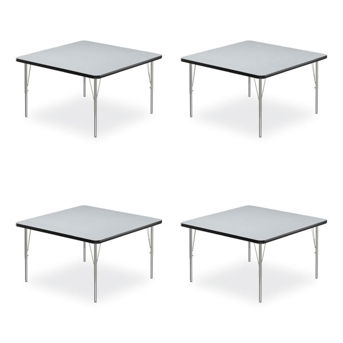 Adjustable Activity Tables, Square, 48" x 48" x 19" to 29", Gray Top, Silver Legs, 4/Pallet
