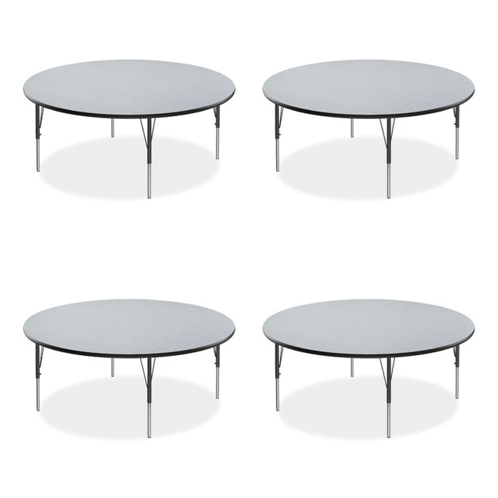Height Adjustable Activity Table, Round, 60" x 19" to 29", Gray Granite Top, Black Legs, 4/Pallet