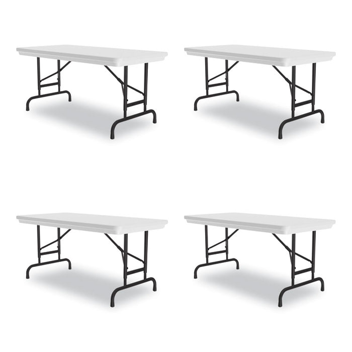 Adjustable Folding Table, Rectangular, 48" x 24" x 22" to 32", Gray Granite Top, Black Legs, 4/Pallet