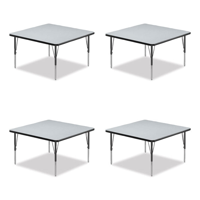 Adjustable Activity Tables, Square, 48" x 48" x 19" to 29", Gray Top, Black Legs, 4/Pallet