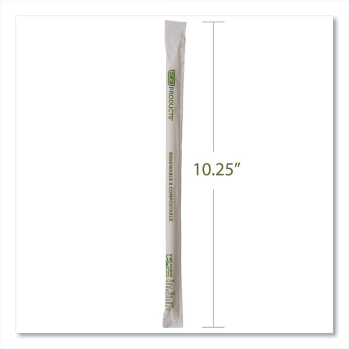 Renewable and Compostable PHA Straws, 10.25", Natural White, 1,250/Carton