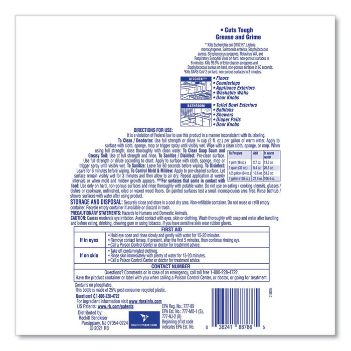 Clean and Fresh Multi-Surface Disinfectant Cleaner, Lavender and Orchid Essence, 144 oz Bottle