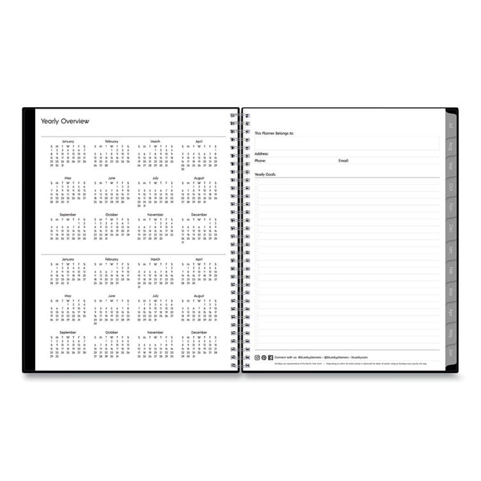 Enterprise Academic Weekly/Monthly Planner, 11 x 8.5, Black Cover, 12-Month (July to June): 2025 to 2026