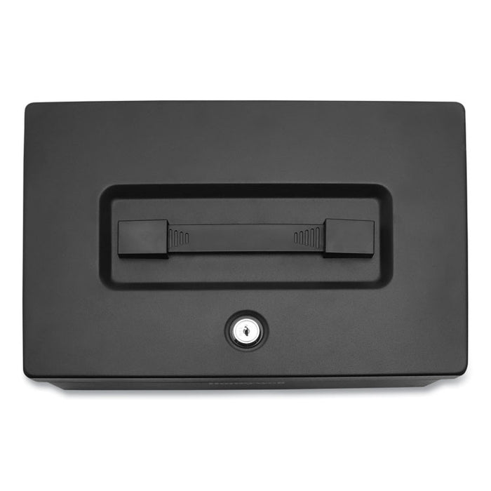 Fire Resistant Steel Security Box with Key Lock, 12.7 x 8.8 x 4.1, Black