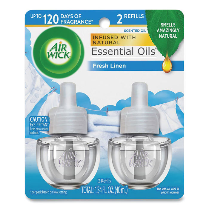 Scented Oil Twin Refill, Fresh Linen, 0.67 oz, 2/Pack, 6/Carton