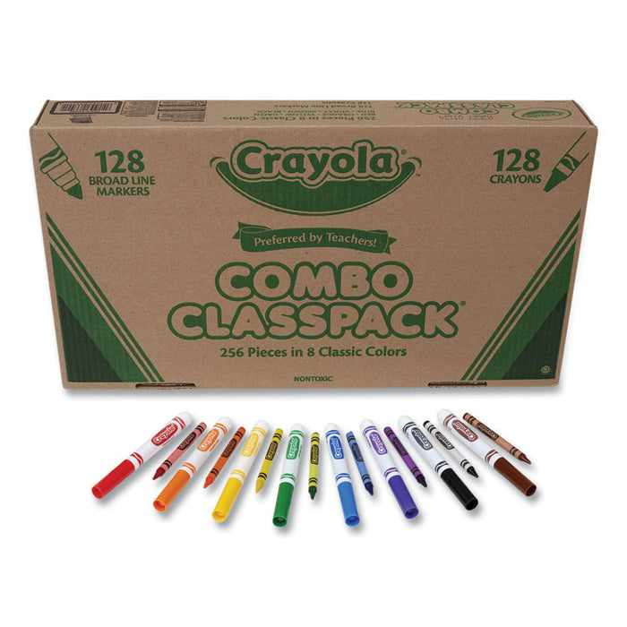 Crayons and Markers Combo Classpack, Eight Colors, 256/Set