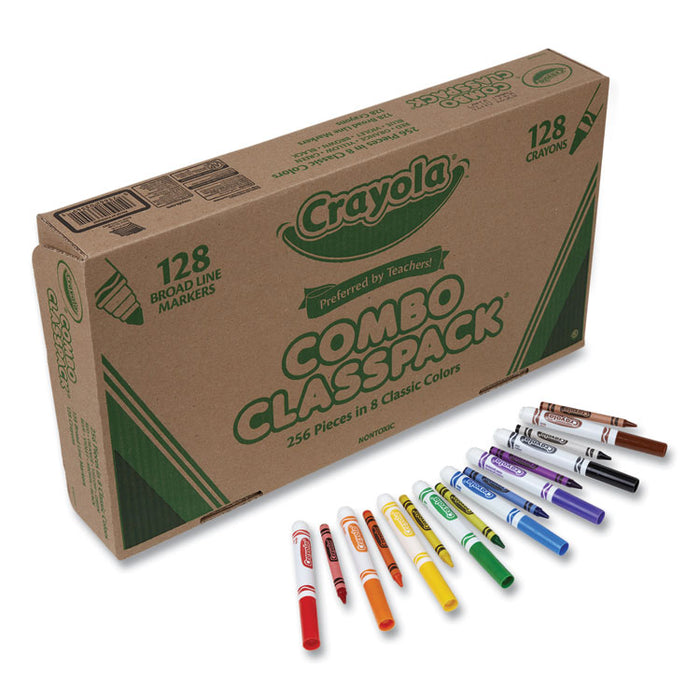 Crayons and Markers Combo Classpack, Eight Colors, 256/Set