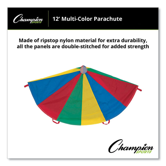 Nylon Multicolor Parachute, 12 ft dia, 12 Handles