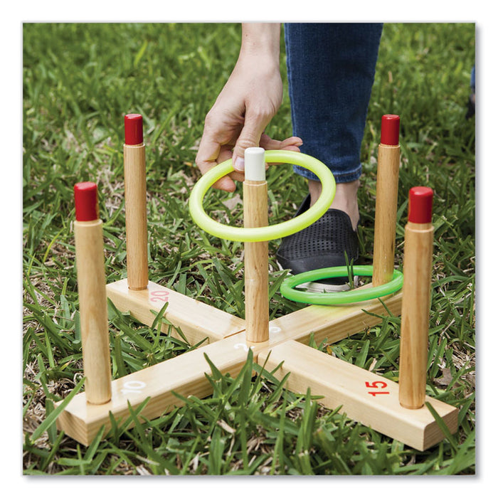 Ring Toss Set, Plastic/Wood, Assorted Colors, 5 Pegs, 4 Rings