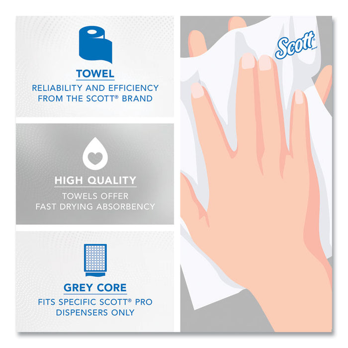 Pro Hard Roll Paper Towels with Absorbency Pockets for Scott Pro Dispenser, Gray Core Only, 1-Ply, 7.5" x 900 ft, 6 Rolls/CT