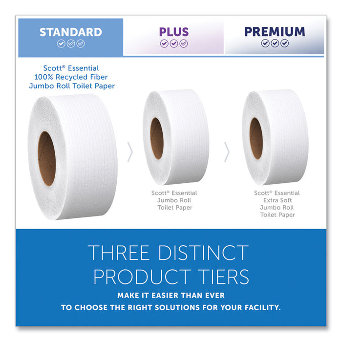 Essential 100% Recycled Fiber JRT Bathroom Tissue for Business, Septic Safe, 2-Ply, 3.55" x 1,000 ft, White, 12 Rolls/Carton
