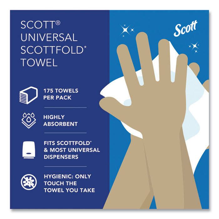 Pro Scottfold Towels, 1-Ply, 9.4 x 12.4, White, 175 Towels/Pack, 25 Packs/Carton