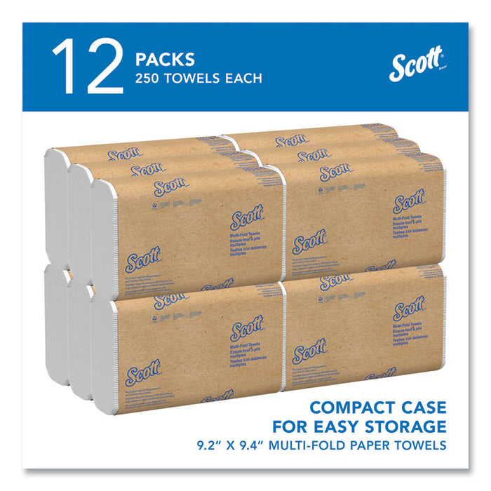 Multi-Fold Towels, Absorbency Pockets, 1-Ply, 9.2 x 9.4, White, 250 Sheets/Pack, 12 Packs/Carton