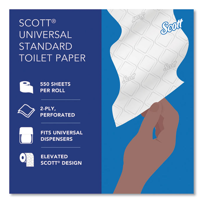 Essential Standard Roll Bathroom Tissue for Business, Septic Safe, 2-Ply, White, 550 Sheets/Roll, 80 Rolls/Carton