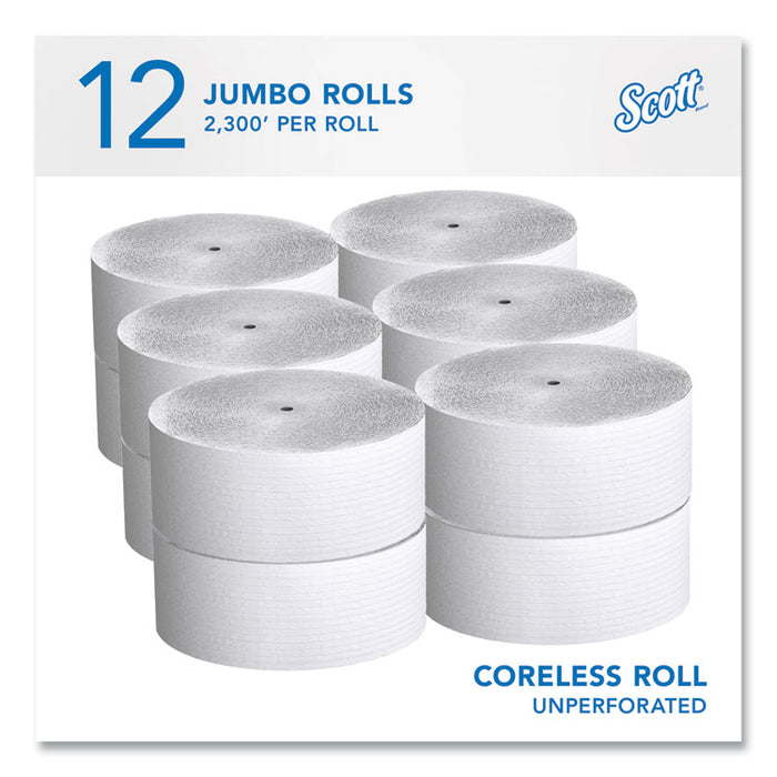 Essential Coreless JRT, Septic Safe, 1-Ply, 3.75" x 2,300 ft, White, 12 Rolls/Carton