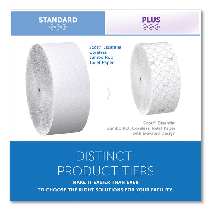 Essential Coreless JRT, Septic Safe, 1-Ply, 3.75" x 2,300 ft, White, 12 Rolls/Carton