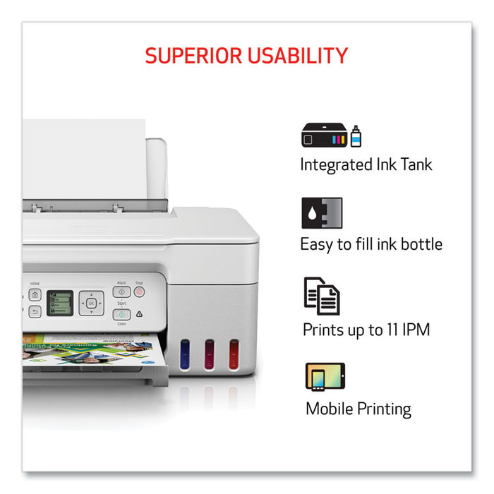 PIXMA G3270 Wireless MegaTank All-In-One Printer, Copy/Print/Scan, White