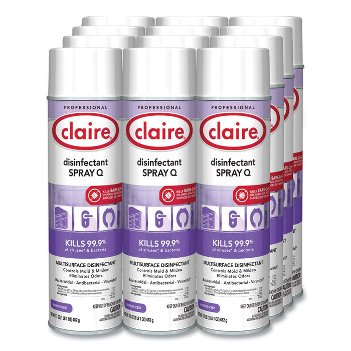 Spray Q Disinfectant. Lavender Scent, 17 oz Aerosol Spray, Dozen