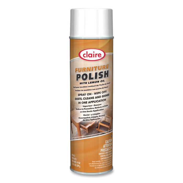 Furniture Polish with Lemon Oil, Lemon Scent; 19 oz Aerosol Spray, Dozen