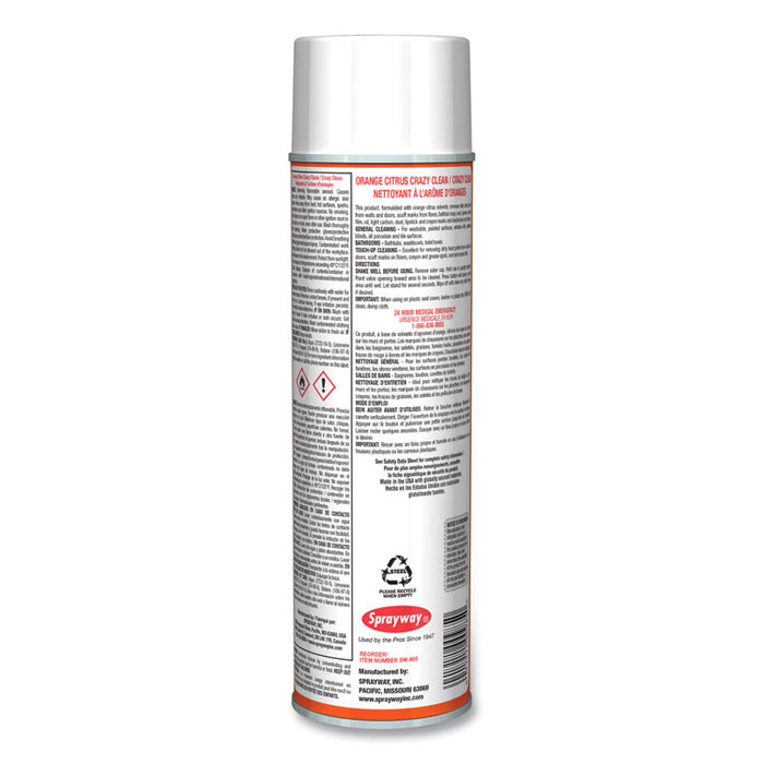 Orange Citrus Crazy Clean, Orange Scent, 19 oz Aerosol Spray, Dozen